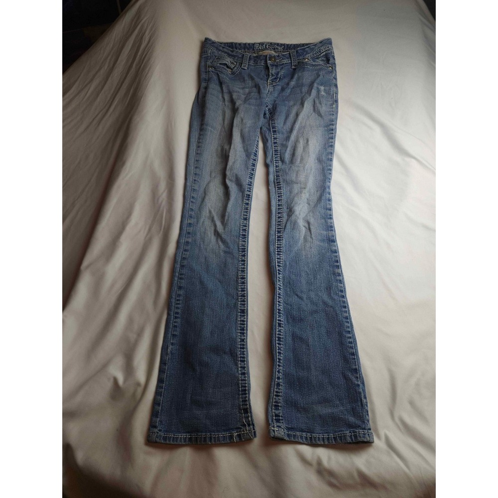 Red Camel Premium Denim Bootcut Jeans Medium Wash Size 7 Low Rise Stretch Womens